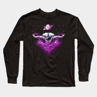 Space Astronaut Swimming Long Sleeve T-Shirt